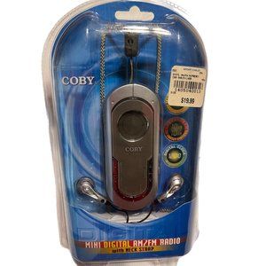 Mini Digital AM/FM  Coby CX9 Radio with Neck Strap New! Headphones! NEW!
